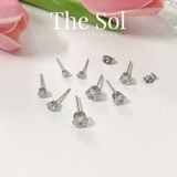  Bông Tai Titan Basic Ngọc - Tròn 6 Chấu 