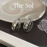  Bông Tai Hàn Quốc Silver X Hoops 
