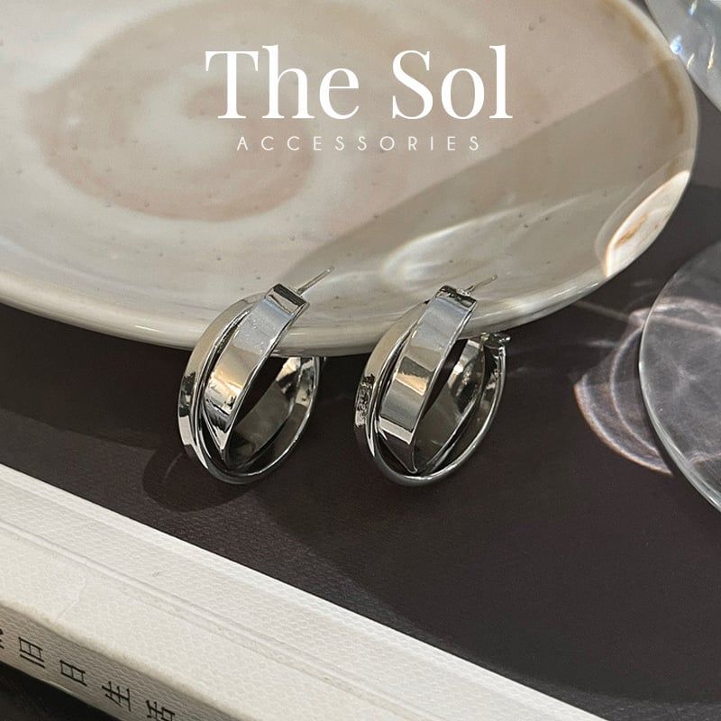  Bông Tai Hàn Quốc Silver X Hoops 
