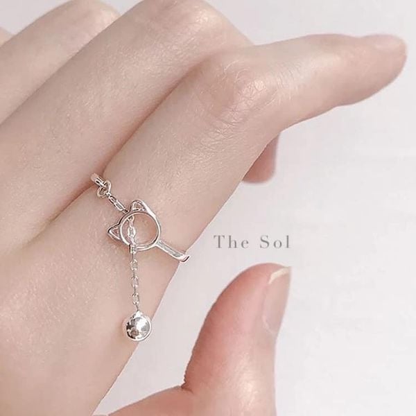  Nhẫn Bạc Cat Falling 