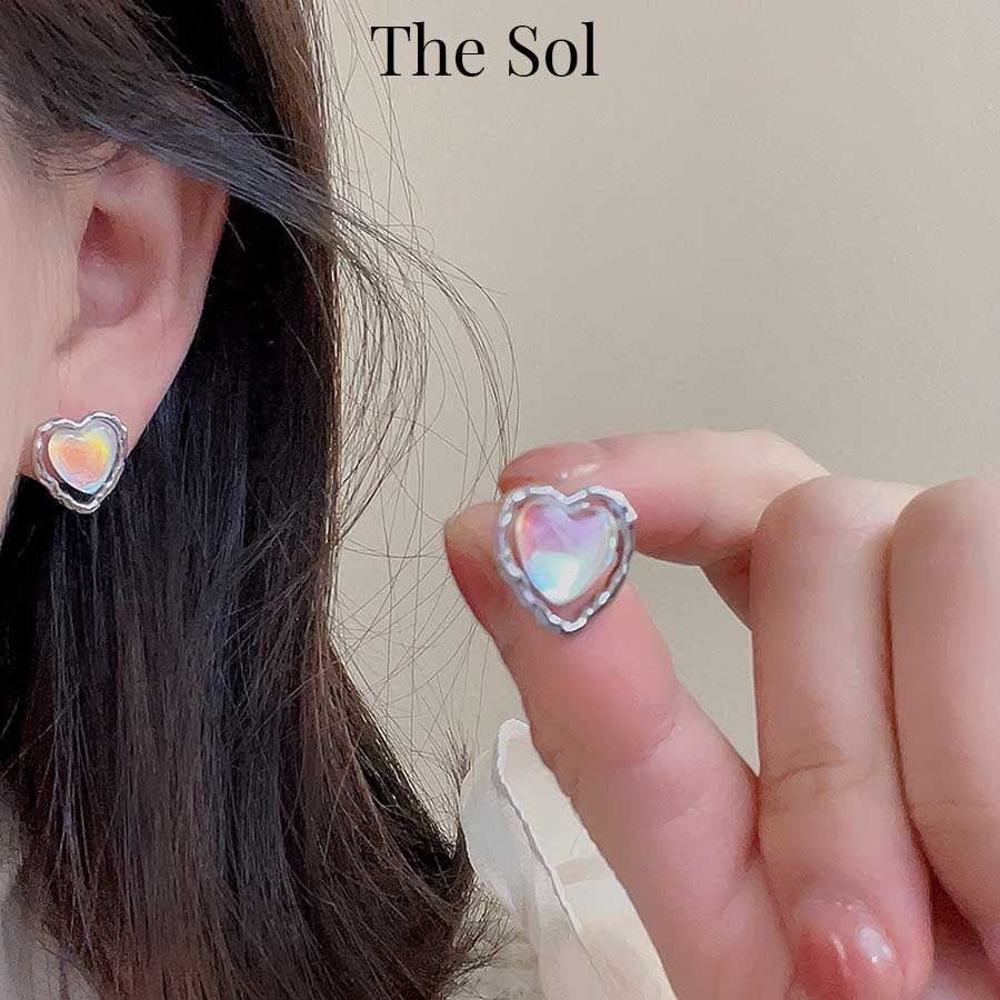  Bông Tai Hàn Quốc Hologram Heart 