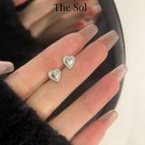  Bông Tai Hàn Quốc Mini Silver Heart 
