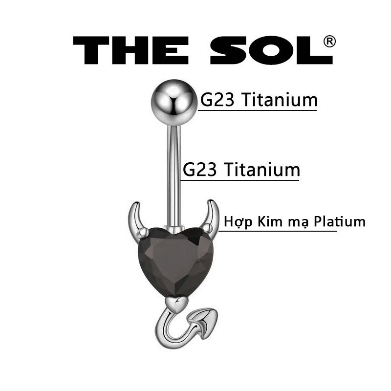  Khuyên Rốn Titan Unisex Devil's Heart 