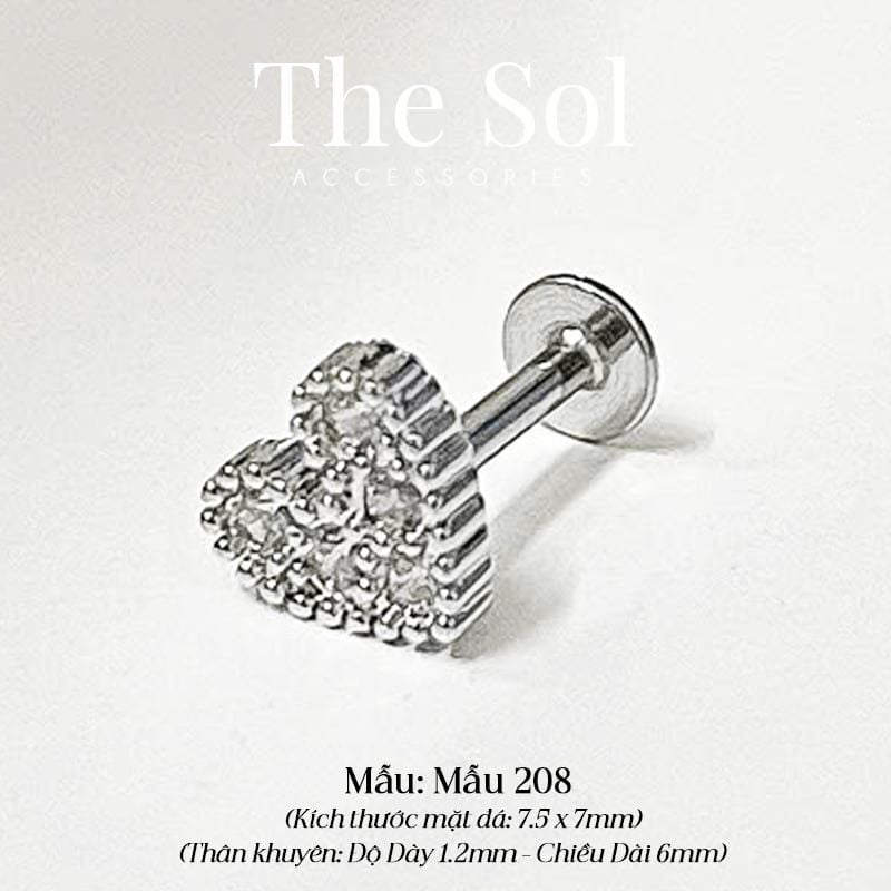  Khuyên Tai Thép Xi Mạ TRAGUS - Mẫu 208 