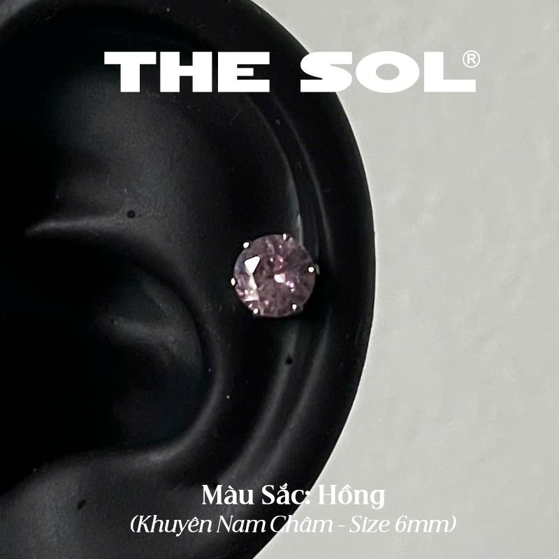  Khuyên Tai Titan Magnet Đính Đá Màu Sắc 6mm 