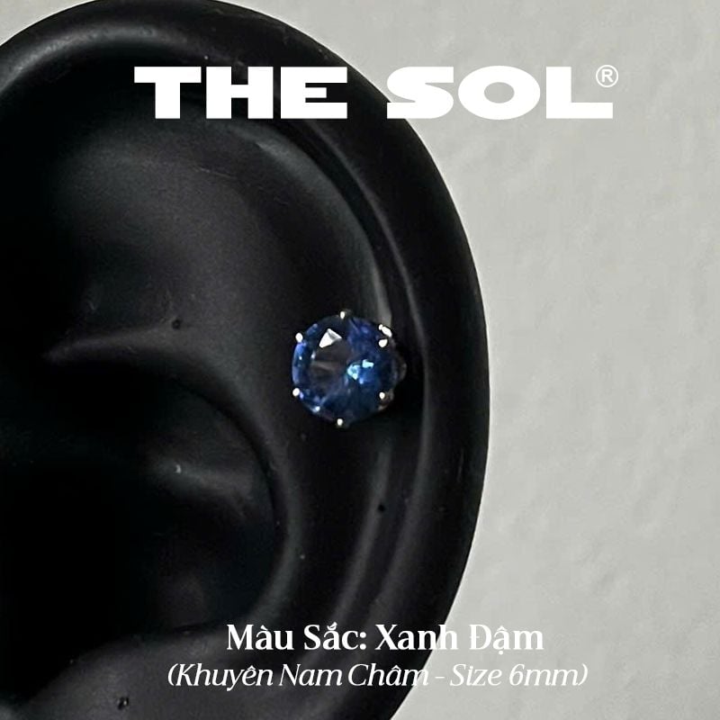 Khuyên Tai Titan Magnet Đính Đá Màu Sắc 6mm 