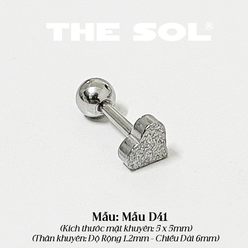  Khuyên Tai Titan Mini Sand Heart - Mẫu D41 