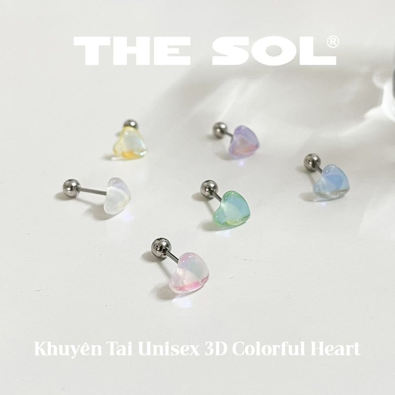  Khuyên Tai Titan Unisex Colorful Heart - 1 Chiếc 