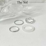  Set Nhẫn Hàn Quốc White Resin - Bộ 4 Chiếc 