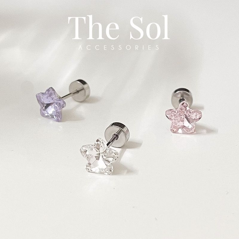  Khuyên Tai Titan Unisex Crystal Star 