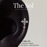  Khuyên Tai Thép Xi Mạ Diamond Cross - Mẫu 132 