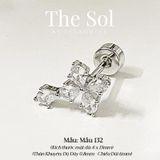 Khuyên Tai Thép Xi Mạ Diamond Cross - Mẫu 132 