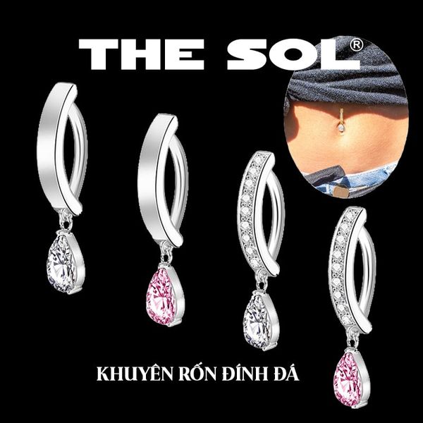  Khuyên Rốn Thép Xi Mạ Đính Đá Giọt Nước 