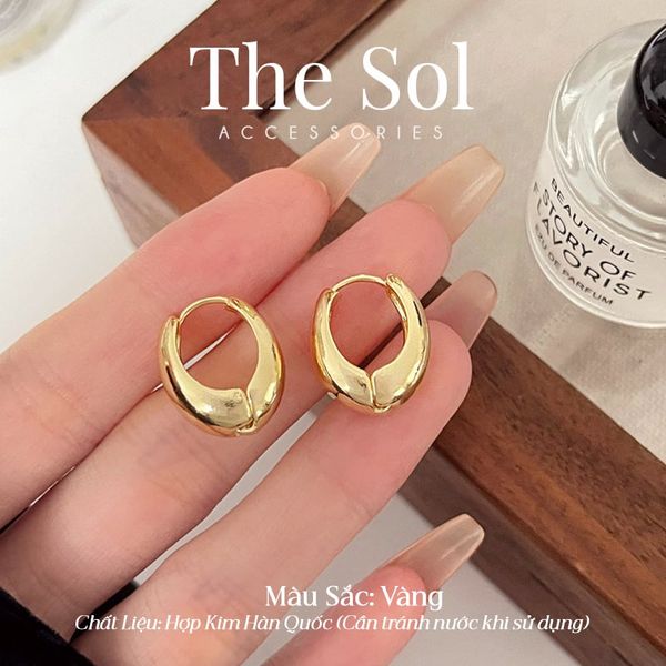 Bông Tai Hàn Quốc Oval Hoops 