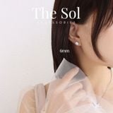  Bông Tai Titan Basic Ngọc - Tròn 6 Chấu 