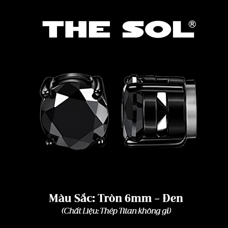  Khuyên Tai Thép Titan Magnet Diamond - Tròn [1 CHIẾC] 