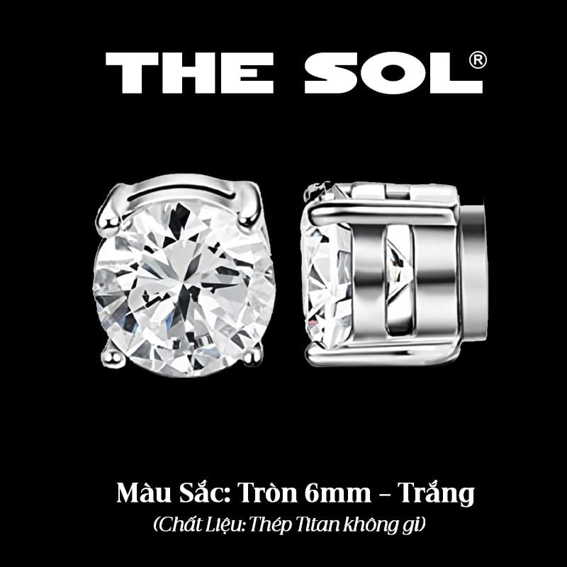  Khuyên Tai Thép Titan Magnet Diamond - Tròn [1 CHIẾC] 