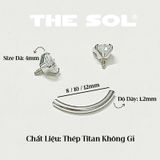  Khuyên Tai Titan Unisex ROOK Đính Đá Màu Sắc 