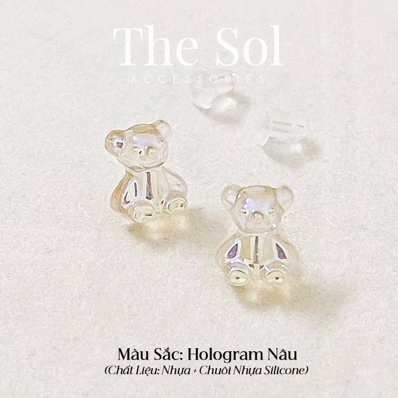  Bông Tai Chuôi Nhựa Colour Teddy Bear 