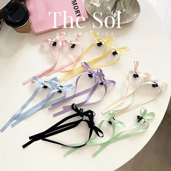  Kẹp Tóc Hàn Quốc Color Bow - Nơ Đơn (2 Chiếc) 