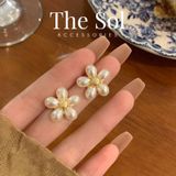  Bông Tai Hàn Quốc Pearl Flower 