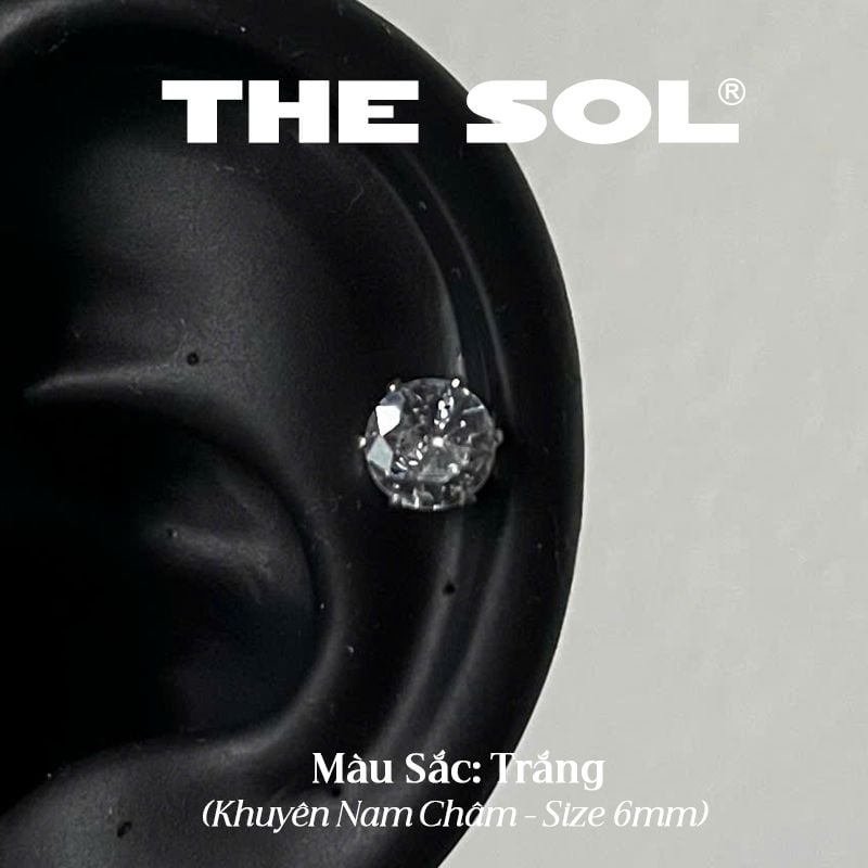  Khuyên Tai Titan Magnet Đính Đá Màu Sắc 6mm 