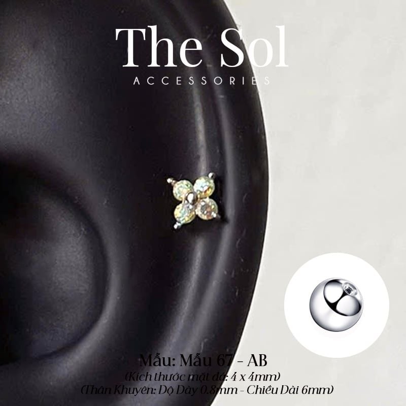  Khuyên Tai Thép Xi Mạ Mini Flower - Mẫu 67 