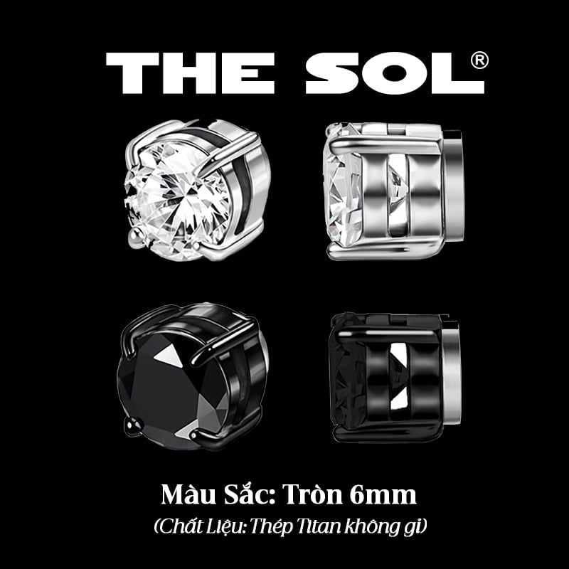  Khuyên Tai Thép Titan Magnet Diamond - Tròn [1 CHIẾC] 