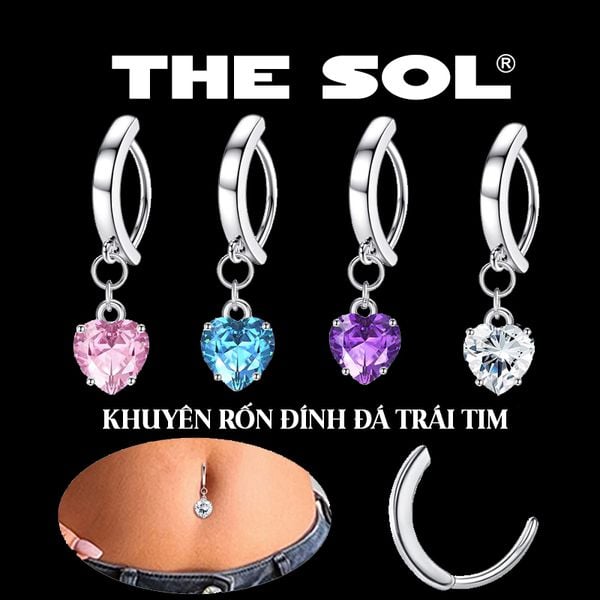  Khuyên Rốn Thép Xi Mạ Đính Đá Trái Tim 