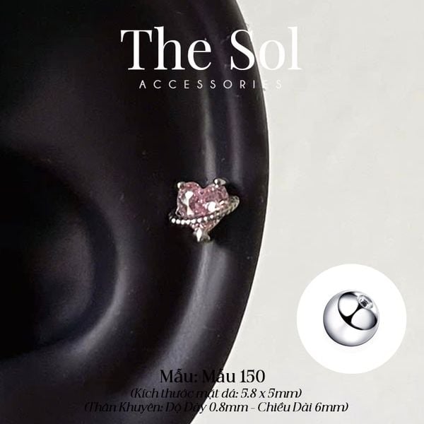  Khuyên Tai Thép Xi Mạ Pinky Heart - Mẫu 150 