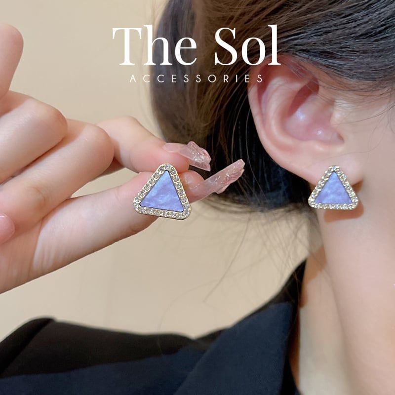  Bông Tai Hàn Quốc Purple Triangle 