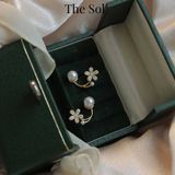  Bông Tai Hàn Quốc Pearl & Golden Flower 