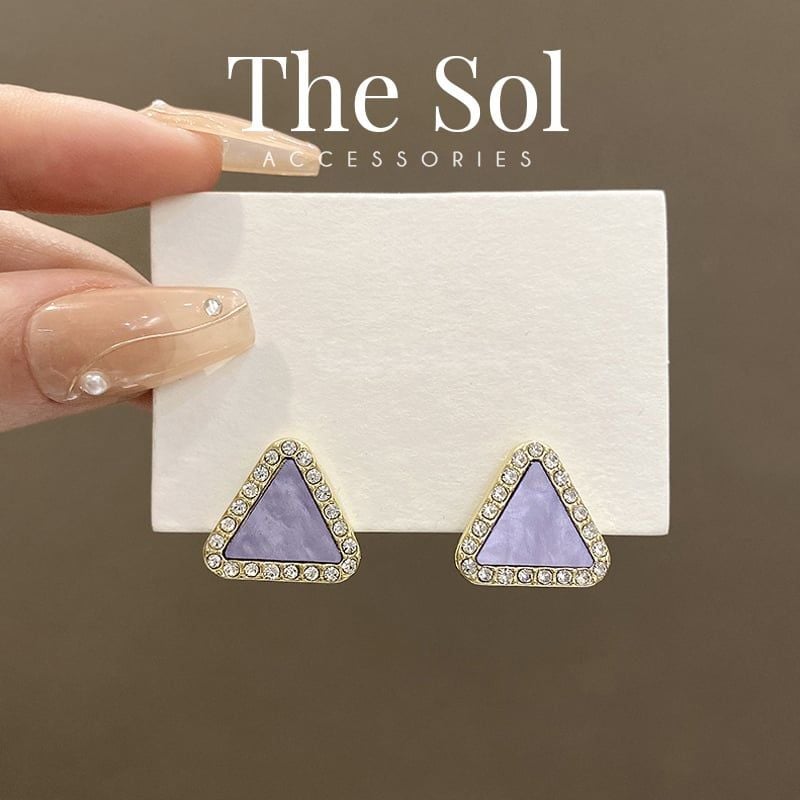  Bông Tai Hàn Quốc Purple Triangle 