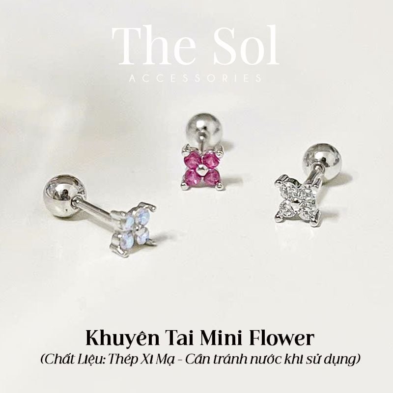  Khuyên Tai Thép Xi Mạ Mini Flower - Mẫu 67 