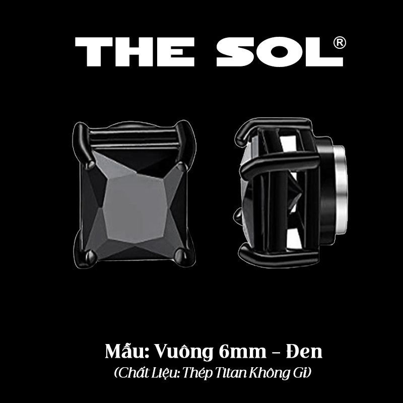  Khuyên Tai Thép Titan Magnet Diamond - Vuông [1 CHIẾC] 