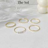  Set Nhẫn Hàn Quốc Triple Pearl - Bộ 5 Chiếc 