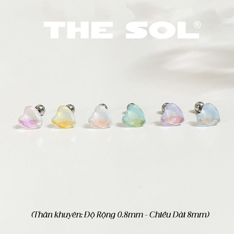  Khuyên Tai Titan Unisex Colorful Heart - 1 Chiếc 