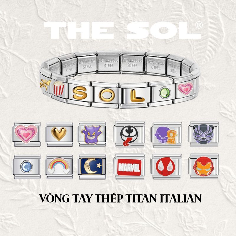  Charm Titan Italian Bracelet - Charm Chữ Cái 