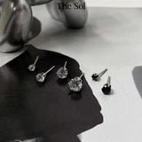  Bông Tai Titan Basic Ngọc - Tròn 6 Chấu 