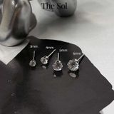  Bông Tai Titan Basic Ngọc - Tròn 6 Chấu 