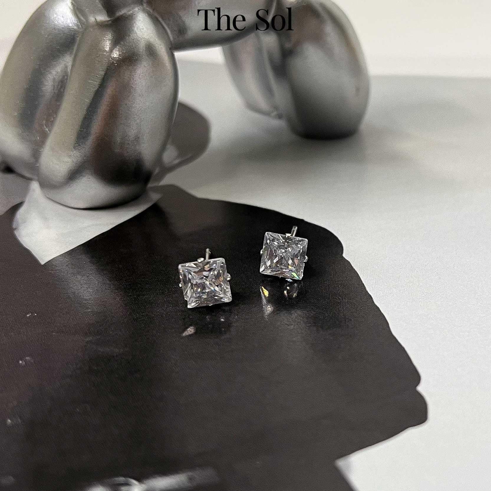  Bông Tai Titan Basic Ngọc - Vuông 