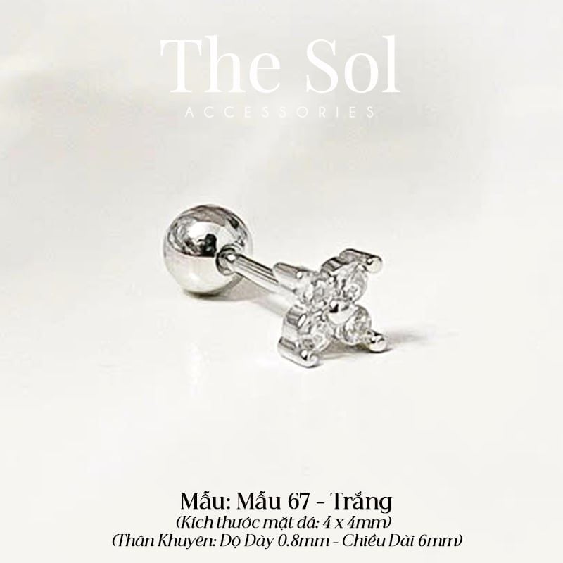  Khuyên Tai Thép Xi Mạ Mini Flower - Mẫu 67 