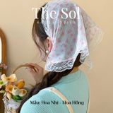  Khăn Trùm Đầu Hoa Nhí - Vải Voan Viền Ren 