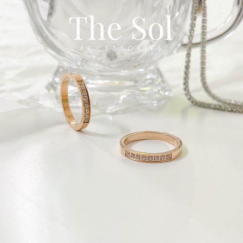  Nhẫn Titan Half Diamond Line 2 