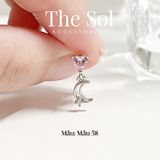  Khuyên Tai Titan Unisex Pinky Heart & Moon - Mẫu 58 