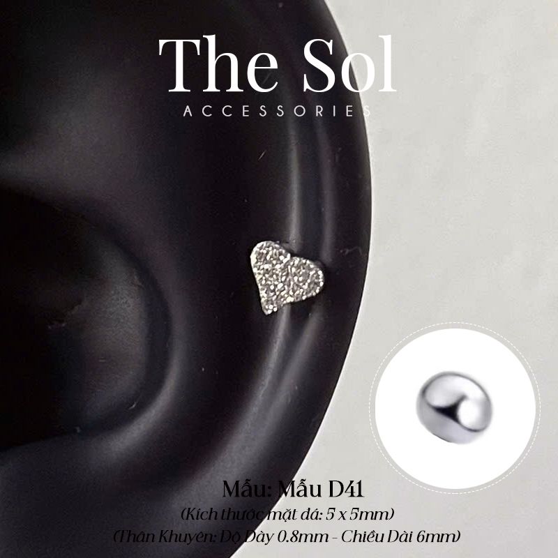  Khuyên Tai Thép Titan Mini Sand Heart - Mẫu D41 