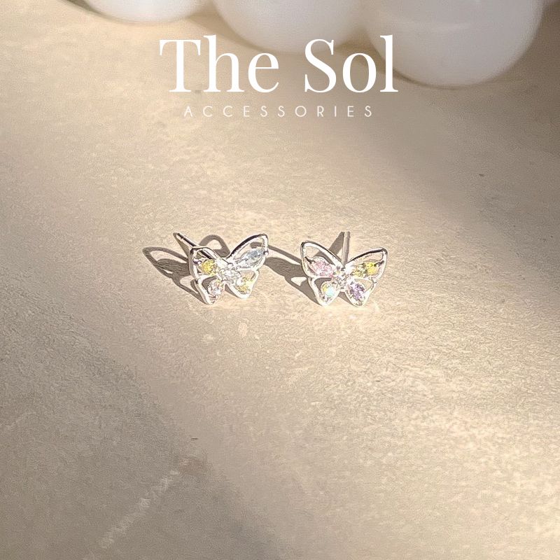  Bông Tai Bạc Colorful Butterfly 