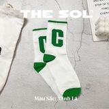  Tất Unisex Cổ Cao Big C Viền Màu 