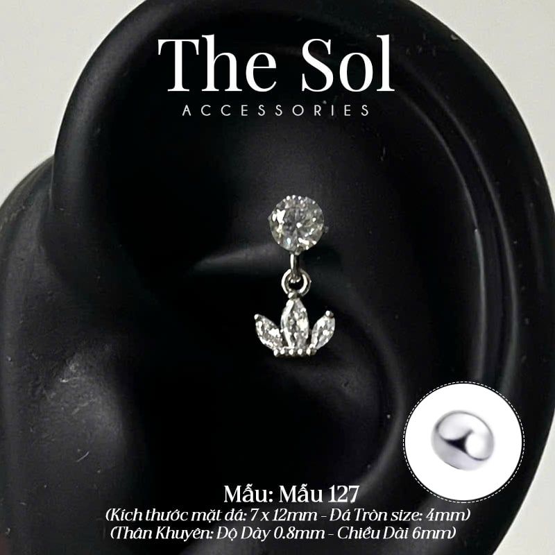  Khuyên Tai Thép Xi Mạ Crown Leaf - Mẫu 127 