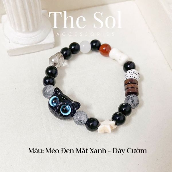  Lắc Tay Hàn Quốc Black Cat - Dây Cườm 